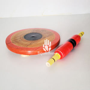 Rodillo de Madera con Patrón Geométrico Pintado a Mano, Ecológico, Chakla Belan - Product Image 4