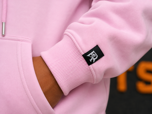 Sudadera con Capucha Extra Grande para Hombre, Color Rosa, Estilo Casual Urbano, para Otoño, con Estampado Floral y Logotipo Frontal - Product Image 4