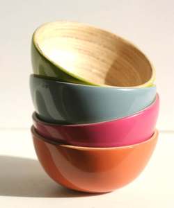 ชามสลัดทำด้วยมือทำจากไม้ไผ่ม้วนธรรมชาติสีที่ไม่ซ้ำกันเป็นมิตรกับสิ่งแวดล้อมหรูหรารับประทานอาหารเพื่อสุขภาพ - Product Image 1