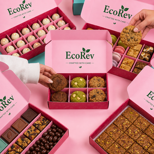 Pink Eco-Friendly Disposable Food Grade Biodegradable Pastry <b>Boxes</b> for Biscuit Donut Bakery Packaging with Custom Logo - Product Image 1