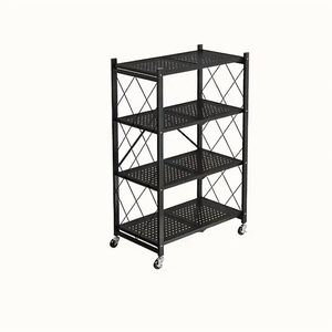 Carrito de Utilidad Plegable de Alta Resistencia con 4 Niveles y Ruedas para Cocina, Garaje, Sala de Estar, 1 Unidad - Product Image 1