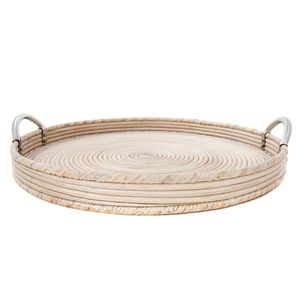 Plateau rond en rotin tressé à la main, vente en gros directe d'usine, idéal pour centre de table et décoration intérieure - Product Image 2