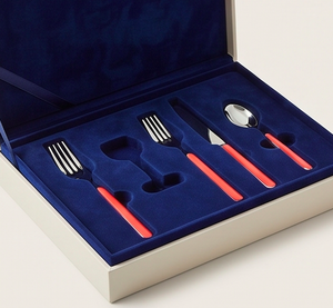 Ensemble de couverts minimalistes avec poignées rouges, finition miroir, métal poli, passe au lave-vaisselle, pour la table de mariage - Product Image 6