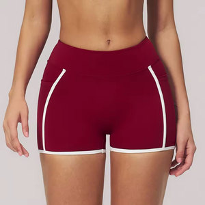 Shorts de yoga taille haute pour femmes, rose, en spandex et polyester, respirants, sportifs, tricotés, avec taille élastique, pour l'entraînement et la gym - Product Image 5