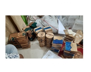 Sous-verre en résine époxy en bois de haute qualité, tasse naturelle, boisson, ronde, carrée, en bois, nouveauté - Product Image 5