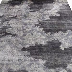 Alfombra de Área Moderna de 9x12, Estilo Indo-Nepalí, Anudada a Mano, de Algodón, con Diseño Floral Beige y Azul, Aspecto Desgastado, con Base de Látex, Alta Calidad, Lavable - Product Image 1