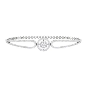 EtherStar Jewels 1.44 CTW Lab Grown Brilliant Cut E Color Diamond Chain Bracelet 18K <b>Solid</b> <b>Gold</b> Split Halo Cluster Women's IGI - Product Image 2