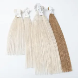 Extensiones de Cabello Humano Virgen, Largas y Lisas, Color Rubio Platino Marrón, Doble Trama, Base de Seda - Product Image 1