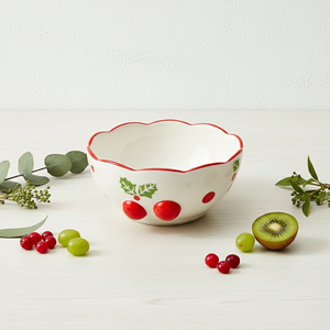 Tazón para Ensalada de Porcelana Fina con Diseño de Flor de Pascua y Puntos, Calidad Premium, 3460988A-15 - Product Image 1