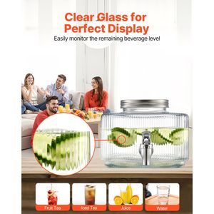 Dispenser per Bevande in Vetro da 0,8 Galloni con Rubinetto Anti-Goccia e Coperchio, Funzione Mantenimento Calore, Nuovo, Ideale per Feste, Tè Freddo, Limonata - Product Image 2