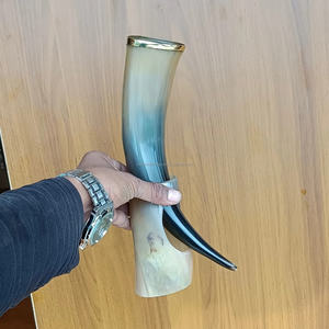 แก้วน้ำทำมือจากเขาควายธรรมชาติ พร้อมที่จับขัดเงา สำหรับแก้วเบียร์สไตล์ไวกิ้ง และของสะสมยุคกลาง - Product Image 2