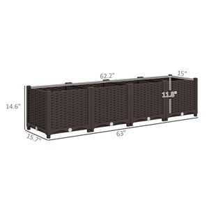 Jardinière surélevée classique en plastique 5 x 1 x 1 pi pour l'extérieur, avec trous de drainage, pour légumes et herbes, design classique marron - Product Image 3