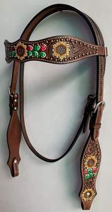 Ensemble de serre-tête et de collier de poitrine en cuir de qualité supérieure avec peinture à la main Fabricant en gros - Product Image 5