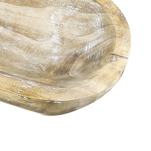 Carved Wooden Dough Bowl Trencher Tray Primitive Farmhouse Decor Shabby White Finished Rustic Wood Centerpiece - Product Image 3