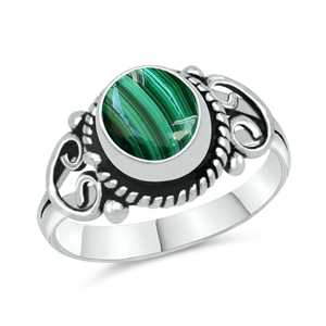Bague ajustable en malachite délicate, en pierre précieuse véritable, avec cristal réglable - Product Image 4