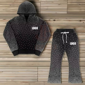 Chándal Personalizado con Capucha, Informal, Ligero, Transpirable, con Logotipo Personalizado, con Pedrería, de Invierno, Color Sólido, Calidad Premium - Product Image 2