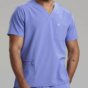 Conjunto de Uniforme Médico para Hombre, Cuello en V, Uniforme de Hospital, Manga Corta, Pantalones de Trabajo, Múltiples Bolsillos, Mezcla de Algodón, Unisex, Alta Calidad - Product Image 2