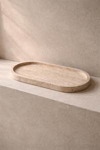 ถาดหินอ่อนทรงวงรีสีเบจ งานแฮนด์เมดจากหินธรรมชาติ ใช้เป็นที่วางของข้างเตียง จัดเก็บเครื่องประดับ ของตกแต่งบ้าน - Product Image 3