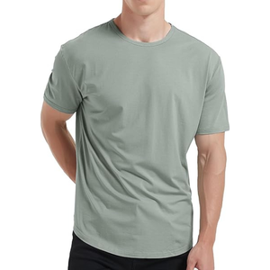เสื้อยืดผู้ชายสีพื้น แขนสั้น คอกลม ผ้าคอตตอนเจอร์ซีย์ ทรงปกติ สวมใส่สบาย ระบายอากาศได้ดี เสื้อยืดสีพื้น - Product Image 6