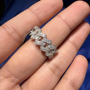 Anillo de Moissanita con Eslabones Cubanos, Chapado en Rodio, Engaste de Garras, Plata de Ley 925 Sólida, Joyería Hip Hop para Hombre, Anillo de Huesca, Regalo Brillante - Product Image 4