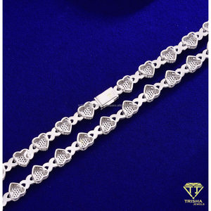Collier élégant en argent sterling 925 avec chaîne à maillons en forme de cœur sertie de diamants moissanite, style luxueux et glacé, pour hommes et femmes, vente en gros - Product Image 6