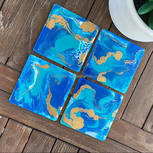 Posavasos de resina epoxi de Río de buena calidad de nuevo estilo exquisito y extravagante para precios directos de fábrica de color azul cielo - Product Image 1