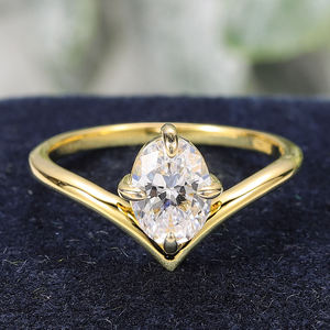 Bague de fiançailles unisexe en or massif 18 carats avec pierre naturelle géométrique, sertie à griffes, style romantique, AMBER JEWELS T-1458, certifiée IGI 15 - Product Image 2