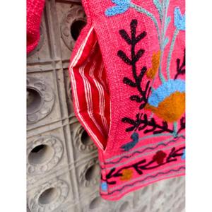 Handmade Embroidered Woolen Jacket For Women Boho Floral Kashmiri Winter Jacket Ethnic Pink Zip Up Coat - Product Image 5