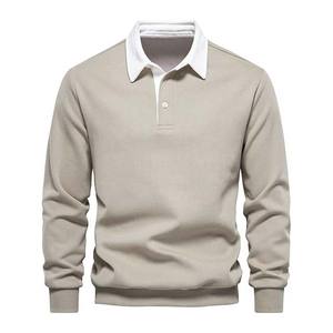 Chemise de rugby brodée surdimensionnée pour homme de haute qualité, personnalisable, en coton uni, avec logo personnalisé, vente en gros, style streetwear - Product Image 3