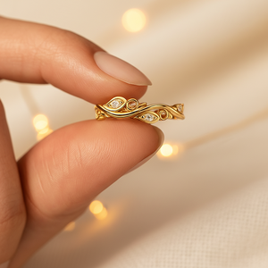 Bague de mariage pour femme en argent sterling 925 avec moissanite 0,15 carats, sertie à griffes, en forme de feuille, multicolore, tendance, inspirée de la nature - Product Image 4