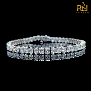 Oval Cut Lab Grown Diamond Tennis Bracelet Four Prong Eternity Link Wristlet <b>Solid</b> <b>Gold</b> 9K 14K 18K Fine Jewelry - Product Image 1