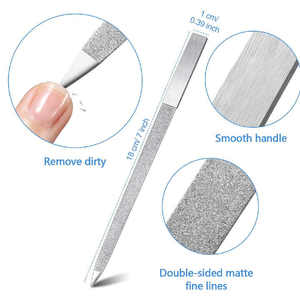 Lime à ongles double face en acier inoxydable de qualité supérieure, droite, durable, réutilisable, action de ponçage lisse, design confortable, grain 100/80 - Product Image 6