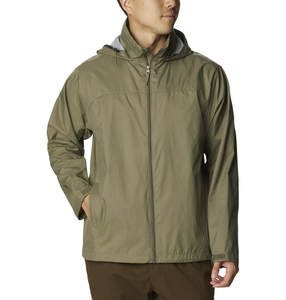 Veste softshell unisexe à capuche olive, résistante à l'eau, écologique, respirante, manches longues, pour la randonnée et les activités de plein air, coupe classique - Product Image 1