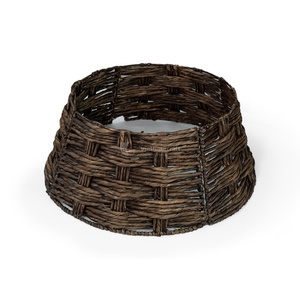 Black Water Hyacinth Woven <b>Christmas</b> <b>Tree</b> Collar, Round Rustic Woven Decorative <b>Base</b> <b>for</b> Artificial <b>Trees</b> - Product Image 1