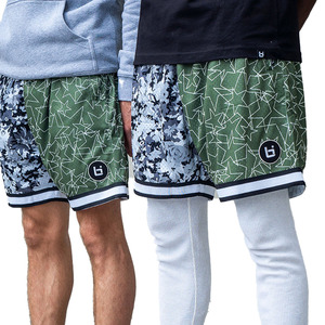 Custom Men's Basketball Shorts Split Panel Camo Floral Star Print Mesh <b>Athletic</b> Shorts Contrast - Product Image 1
