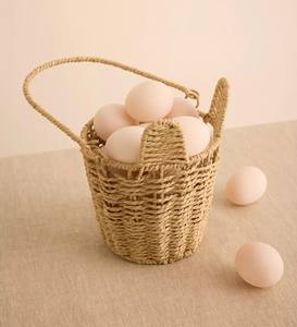 Cesta Tejida Pequeña con Asa Trenzada, Centro de Mesa Orgánico para Decoración de Pascua - Product Image 1