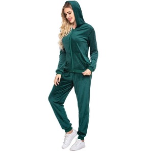 Ensemble de survêtement en velours pour femmes, ensemble athleisure en velours, logo personnalisé, coton, OEM, vente en gros, fabricant de survêtements de jogging - Product Image 3
