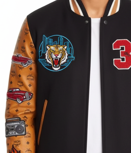 Veste de baseball d'hiver unisexe VITHAS INDUSTRY |   Veste cintrée à col mandarin en laine/viscose avec doublure en polyester/coton et toile - Product Image 5