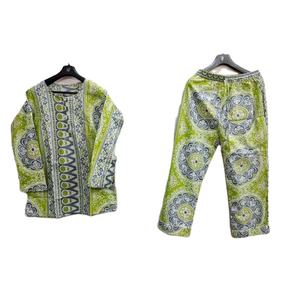 New Indian Handmade Organic Cotton Plus Size <b>Women's</b> Floral Printed <b>Pajama</b> Set Round Neck <b>Summer</b> Sleepwear - Product Image 1