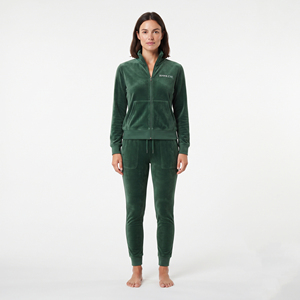 <b>Women's</b> Casual <b>Velour</b> 2 Piece Set Green <b>Velour</b> Zip Up Sweat Jacket Jogger Trousers Slim Fit Velvet <b>Tracksuit</b> Loungewear - Product Image 1