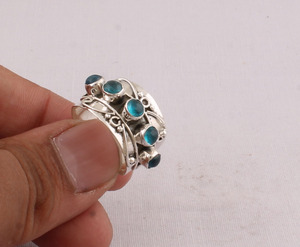 Anillo de banda de topacio azul de Londres al por mayor, plata de ley 925, minimalista, apilable, clásico, joyería de piedra preciosa natural para boda - Product Image 2