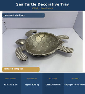 Bandeja Decorativa de Tortuga Marina Pulida en Bronce, Plato para Joyas y Anillos, Decoración Costera para el Hogar, Bandeja de Servicio para Fiestas - Product Image 3