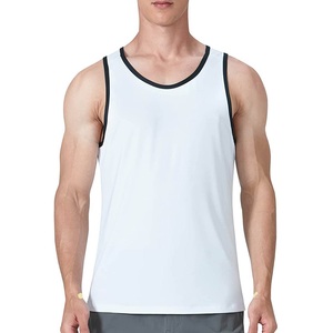 Men's <b>White</b> Quick Dry Tank <b>Top</b> O-Neck Solid Color Casual Sleeveless Shirt Knitted Polyester Sport Wear - Product Image 4