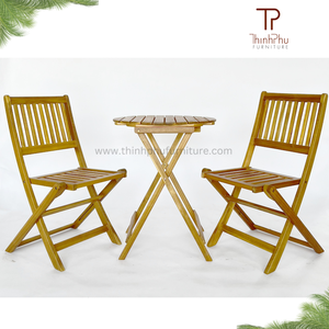 Muebles Bistro Lisa, Estilo Europeo, Muebles de Madera para Exteriores de Vietnam, Juego de Bistro Plegable, Decoración Sostenible para Exteriores - Product Image 6