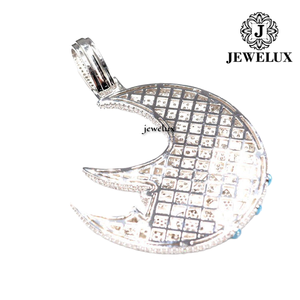 Jewelux <b>Moon</b> Pendant 925 Silver Rhodium Plated <b>Crystal</b> Rhinestone Micro Insert Themed Luxury Unisex Everyday Wear From India - Product Image 5