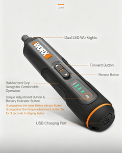 ไขควงไฟฟ้าไร้สาย WORX240 เกรดอุตสาหกรรม พร้อมแบตเตอรี่แบบชาร์จได้ 18V แรงบิดสูงสุด 10 นิวตันเมตร - รุ่น 240.7 เครื่องมือซ่อมแซม - Product Image 4