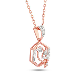 Collar con Colgante de Cadena Dorada con Acentos de Diamantes y Piedras Multicolores en Marco Hexagonal Geométrico - Product Image 3