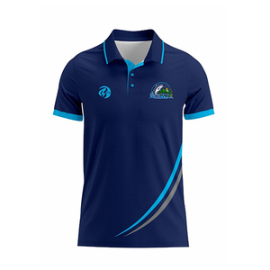 Custom Sublimated Quick Dry UPF 50 Outdoor Sports Men's Wear Blue <b>Fish</b> Front Print Lightweight Comfortable Fishing Polo <b>Shirt</b> - Product Image 2