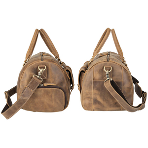 Sac de sport vintage Roziv en cuir véritable, sac de voyage léger 36-55L avec compartiment à chaussures et fermeture éclair - Product Image 5