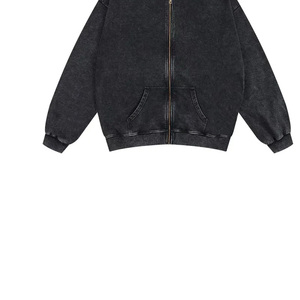 เสื้อฮู้ดดี้ผู้ชายคุณภาพสูง พิมพ์ลายพัฟฟ์ หนัก 420 GSM ผ้าเฟรนช์เทอร์รี่ ซักวินเทจ ซิปหน้า ทรงโอเวอร์ไซส์ สไตล์วิทยาลัย - Product Image 5